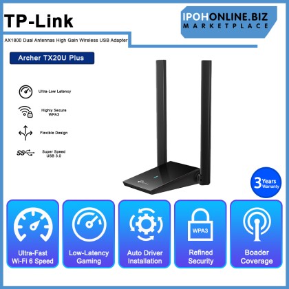 TP-LINK Archer TX20U Plus AX1800 Dual Antennas High Gain WIFI 6 Wireless USB Adapter TP-LINK Archer TX20U Plus AX1800 Dual Antennas High Gain WIFI 6 Wireless USB Adapter
